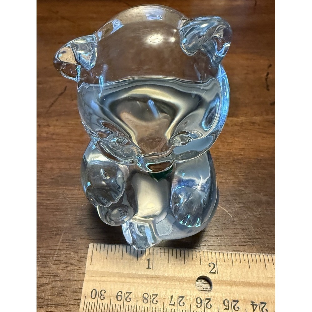 Fenton Glass Teddy Bear May Birthstone Heart Emerald Figurine